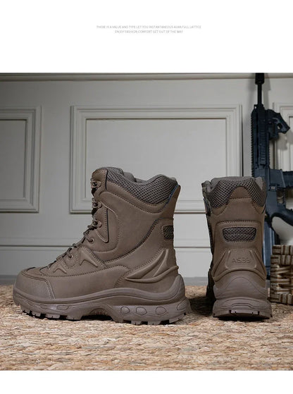 Fashion Men Boots Desert Tactical Boots Mens High Top Outdoor Hiking Shoes Waterproof Ankle Work Safty Sneakers