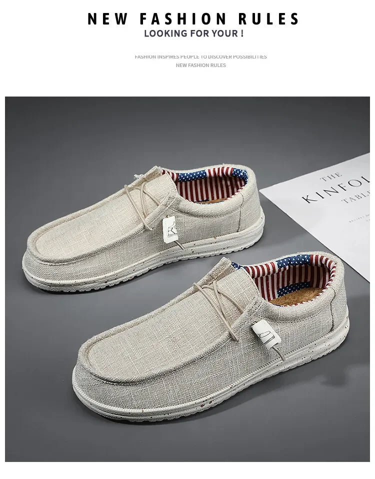Men 2024 New Leisure Sneakers Spring Summer Breathable Lightweight Outdoor Canvas Shoes Large Size Men's Shoes Walking Loafers