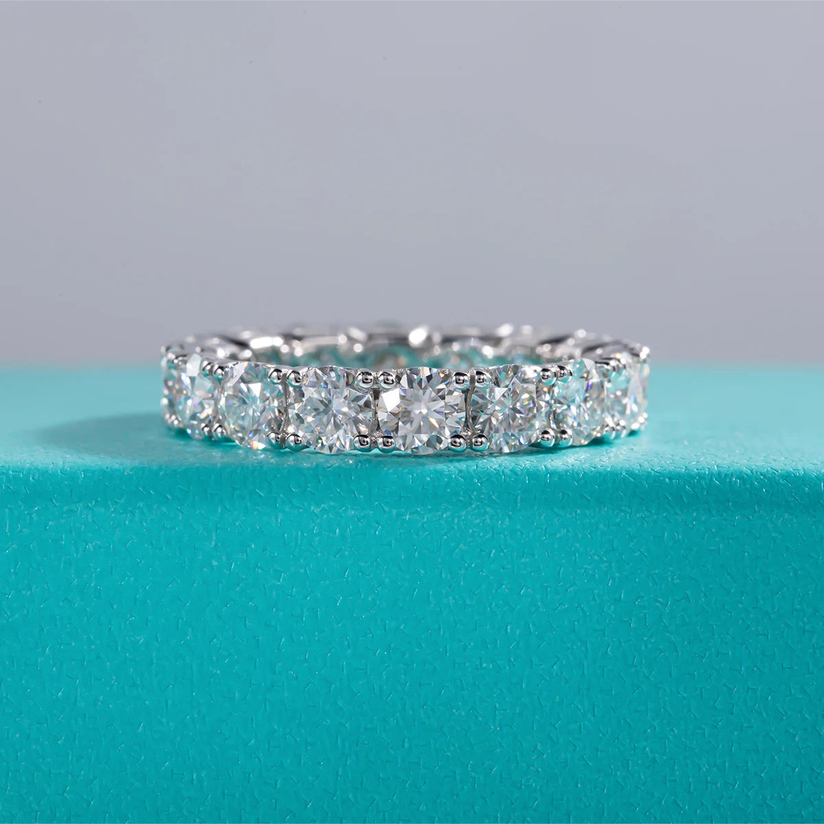 4mm D Color Moissanite Eternity Band Ring 925 Sterling Silver Wedding Rings For Women Jewelry Wholesale