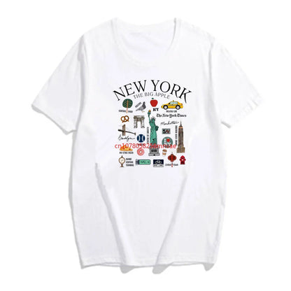 New York Tshirt New York City Landmarks T-Shirt City Graphic T Shirts Unisex Casual Short Sleeves Tops Y2k Top