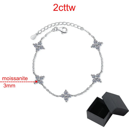 3mm 2cttw Certified Moissanite Bracelets for Women Sparkling Luxury Chain Sterling Silver 925 Jewelry Birthday Gift