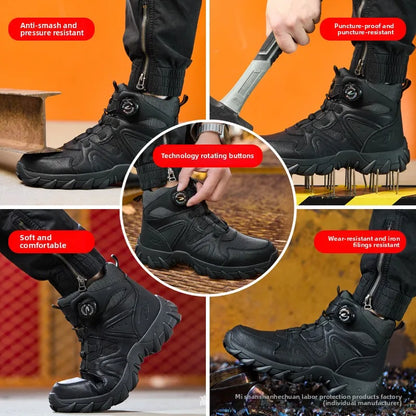Work Safety Shoes Smash-proof and Puncture-proof Sports Safety Shoes Outdoor Mountaineering Wear-resistant Steel Boots