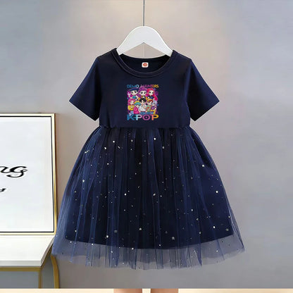 Summer New Girls Short-sleeved Dresses Kids Elegant Princess Dress Dress Baby Princess Girls Dress Children Birthday Party Dress