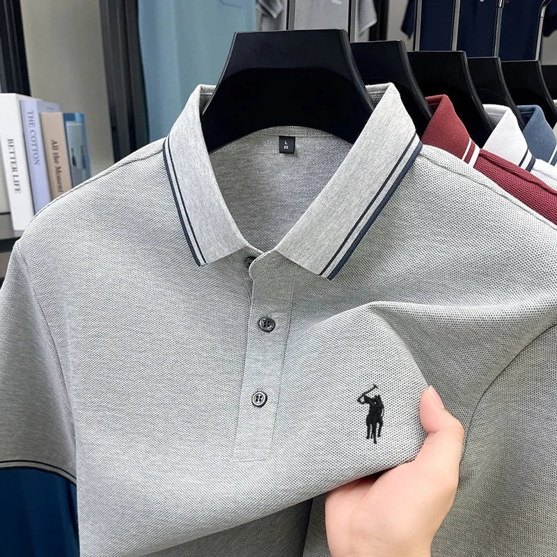 Fashion brand 100% cotton summer new item men's original pony embroidered polo shirt comfortable and breathable short sleeve top