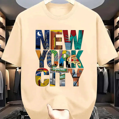 Fashion Men's New Letter Printed T-shirt Summer Breathable Casual Tops Trendy Crew Neck Short Sleeve Street Men's Clothing