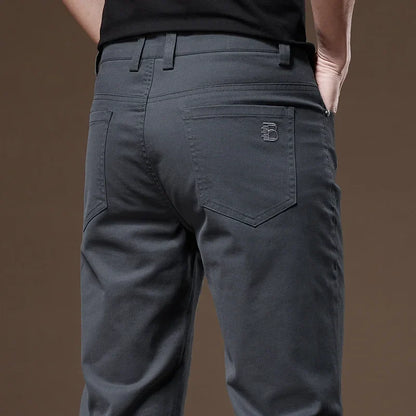 2024 New Autumn Men's Business Casual Trousers Work Pants Male Formal Dress Pants Straight Men's Clothes Black Gray Apricot