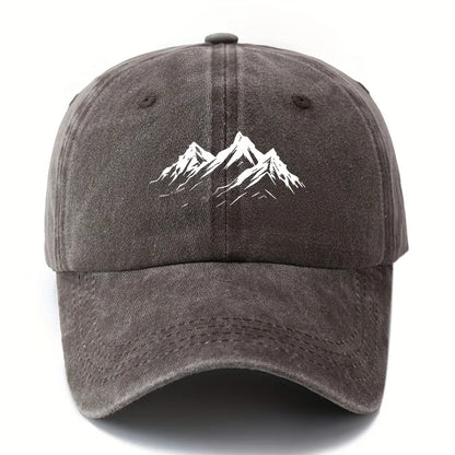 Men's printed mountain baseball cap classic style outdoor adventure sun protection lightweight duckbill cap, truck driver cap.