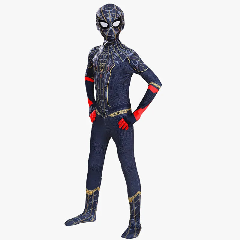New Remy Jumpsuit with Halloween Superhero Web Spider Mask Costume for Boys Girls Soft Breathable Fabric Party Dress Up Cosplay