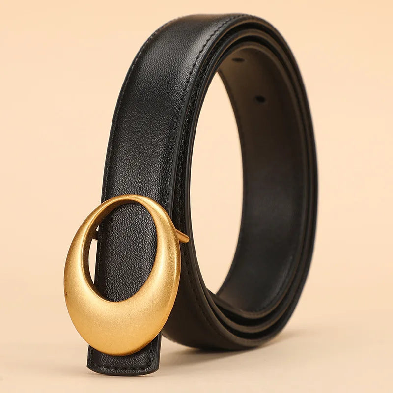 Fashionable women's belt; cowhide leather belt for women; versatile decoration with a high-end feel; trendy Korean-style
