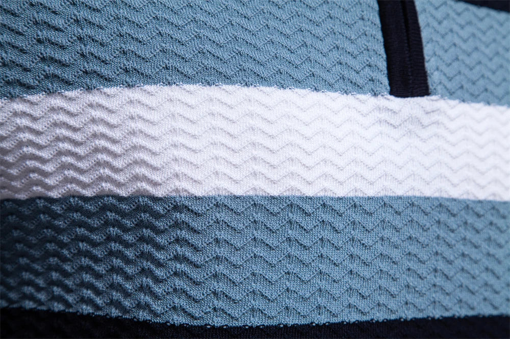 2024 New Summer Textured Ribbed Knit Polo Shirt for Men Short Sleeve Breathable and Cool Mens Polo Shirts
