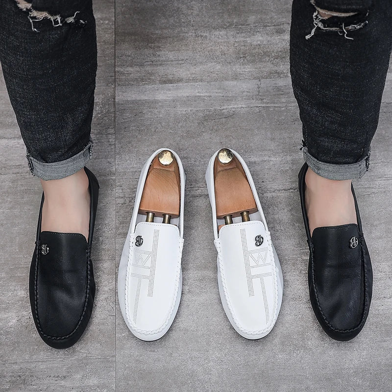 Men Casual Shoes Genuine Leather Luxury Brand Men Loafers Italian Moccasins Breathable Slip on Men Driving Shoes Chaussure Homme