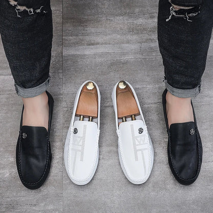 Men Casual Shoes Genuine Leather Luxury Brand Men Loafers Italian Moccasins Breathable Slip on Men Driving Shoes Chaussure Homme