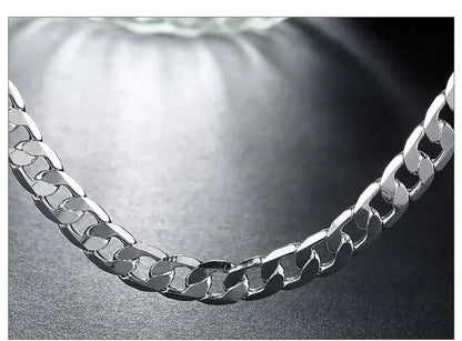 Men's 925 Sterling Silver Necklace 2/4/6/8/10/12MM 40-75cm Chain Lobster Clasp Man Boy Women Engagement Jewelry