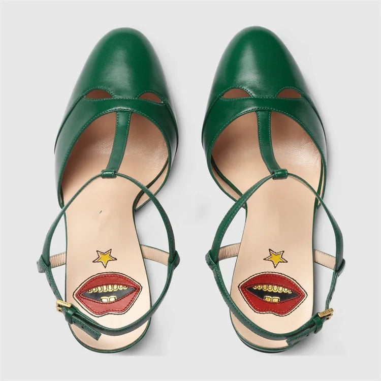 2026 Women's Round Head Sandals Thin Heels 5cm Thick Bottom Slope Heel Fish Mouth Rivet Sandal T-Platform Sandals Size34-43