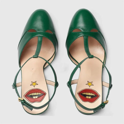 2026 Women's Round Head Sandals Thin Heels 5cm Thick Bottom Slope Heel Fish Mouth Rivet Sandal T-Platform Sandals Size34-43