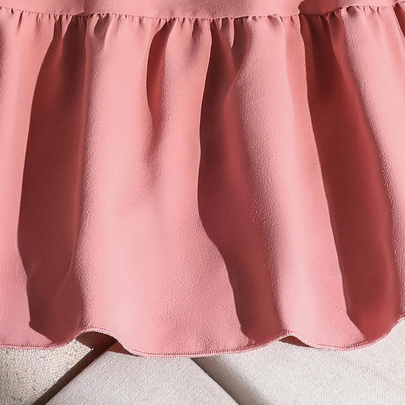 Girls 8-12 Pink Tiered Dress, Front Halter Neck Design & Tiered Ruffle Skirt, Casual Kids Wear