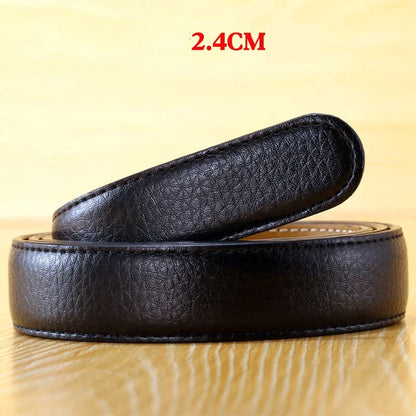 Men Women 2.4 2.8 3.0 3.5 cm Wide Belt No Buckle for Automatic Buckle High Quality PU Leather Belts Body Straps without Buckle