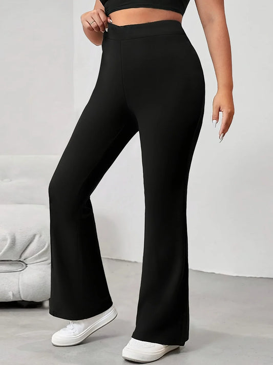 Women's plus-size pleated design flared pants