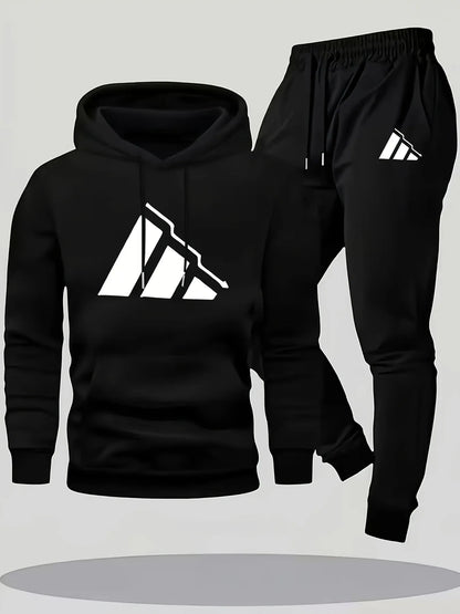 Family Matching Hoodie Set Parent Child Cotton Two Piece Outfit Black White Logo Print Casual Loungewear Comfortable