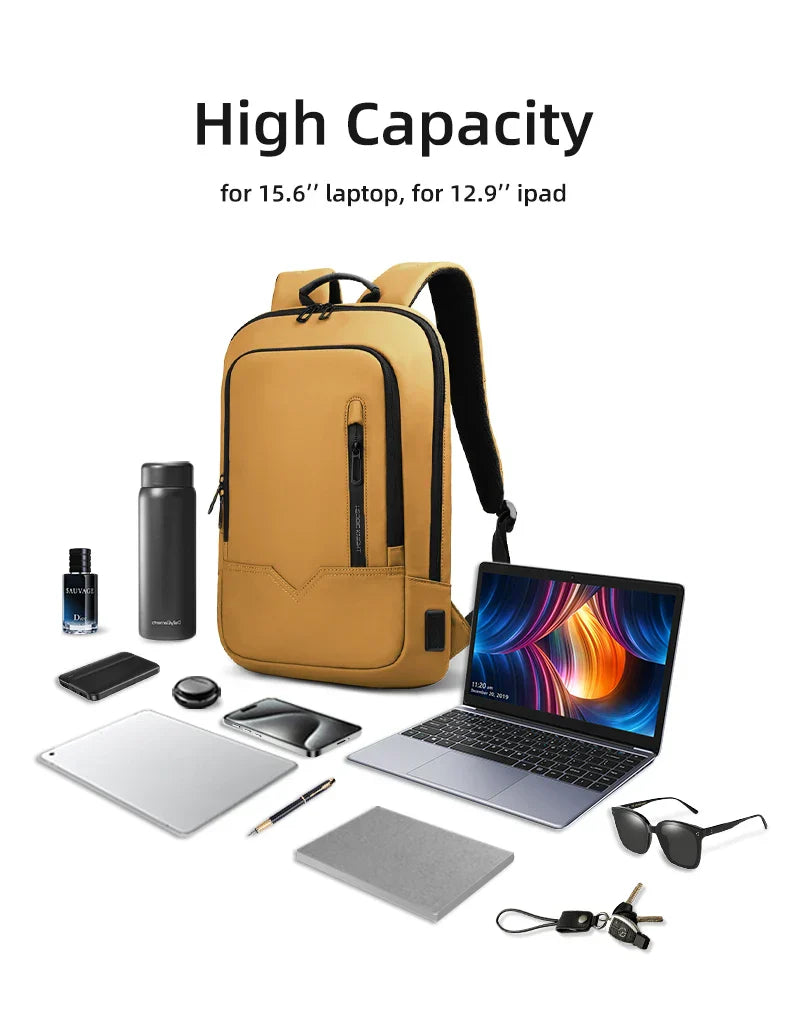 Thin Male Work Backpack Multifunctional Fashion 15.6 In Laptop Backpack Casual Waterproof Business Travel Daypack
