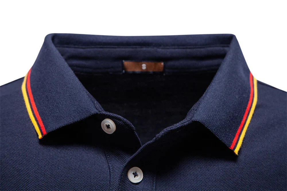 Men's Henley Neck Polo Shirt Cotton Solid Color Long Sleeve Autumn Winter Premium Luxury Mens Top