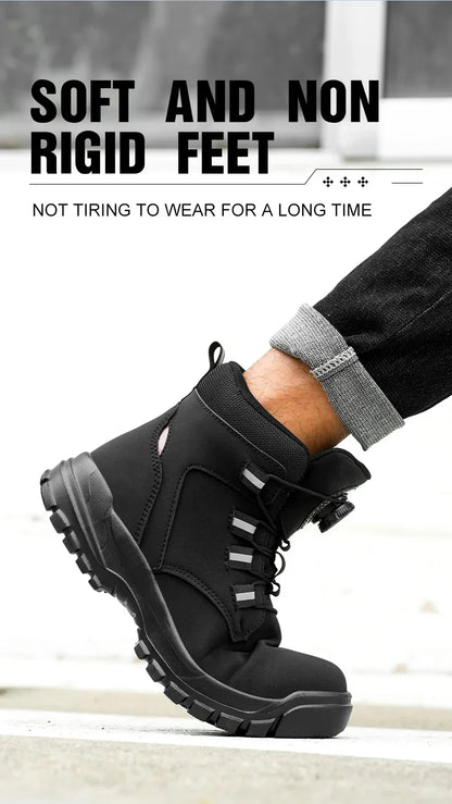 New Rotating Button Safety Shoes for Men Steel Toe Sneaker Non Slip Work Shoes Man Puncture Proof Protective Work Safety Boots