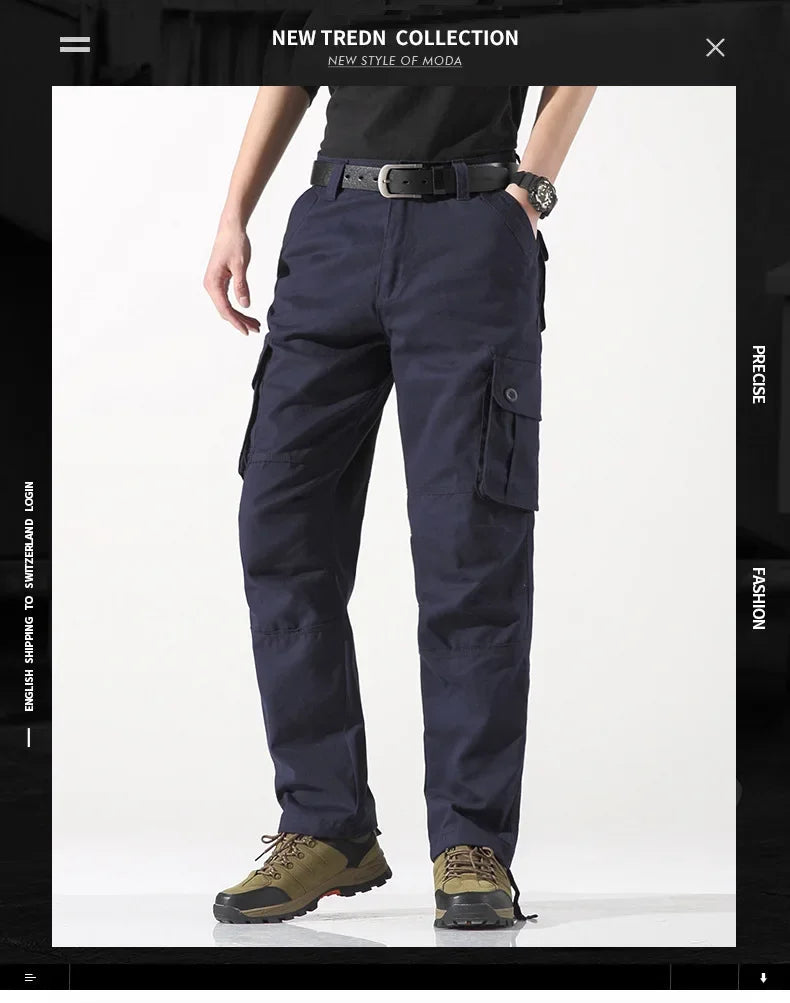 New Men Cargo Pants Pants 6 Pockets Fashion Cargo Pants Quality Cotton Outdoor Male Casual Pants