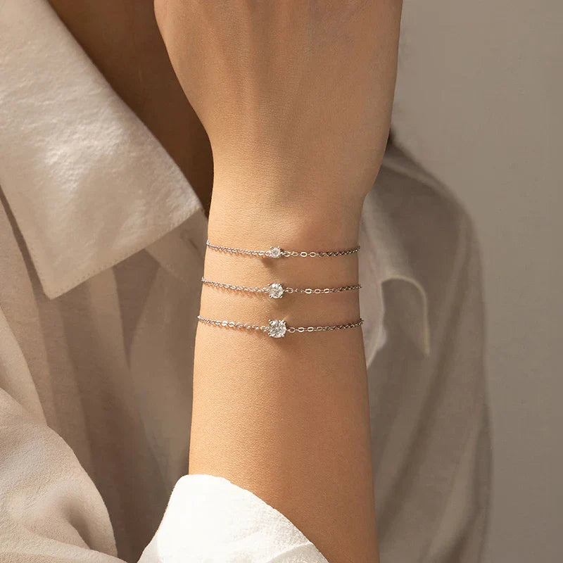 Trendy 0.1-0.5CT Moissanite Bracelets for Women Elegant Lab Diamond Adjustable Chain 925 Sterling Silver Wedding Jewelry