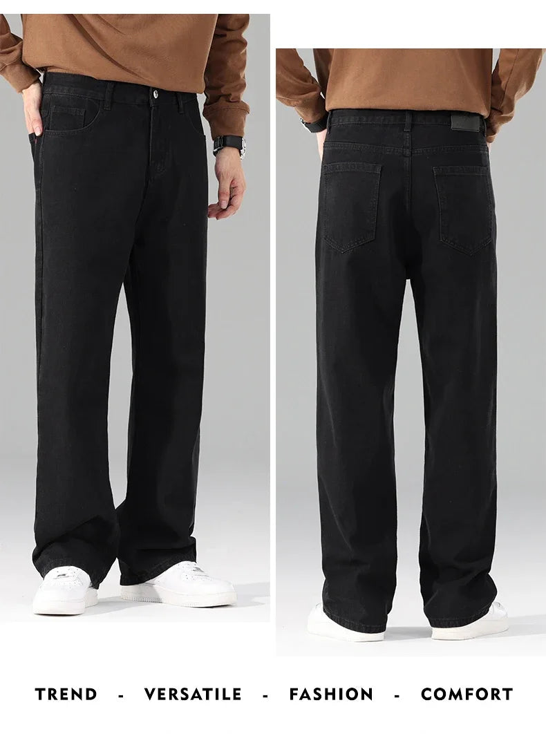 Autumn Jeans Men Black Casual Baggy Trousers Classic Straight Comfortable Wide Denim Trousers  Men Clothing