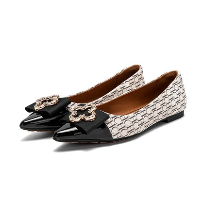 Flat Shoes 2025 Women's  New Pointed Shoes Bow Flat Shoes Woman Commuter