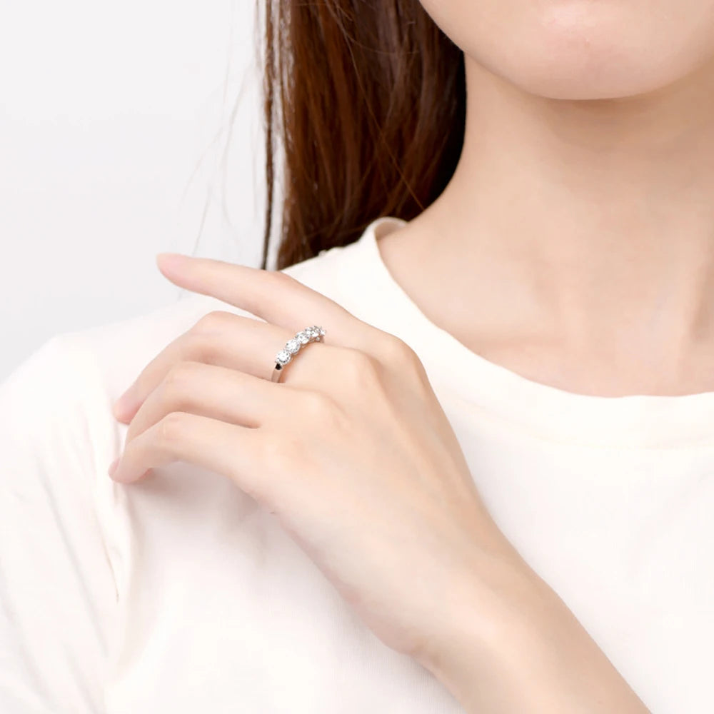 D Color 4mm Moissanite Diamond Rings for Women Classic Match Wedding Eternity Band with GRA s925 Sterling Silver Ring