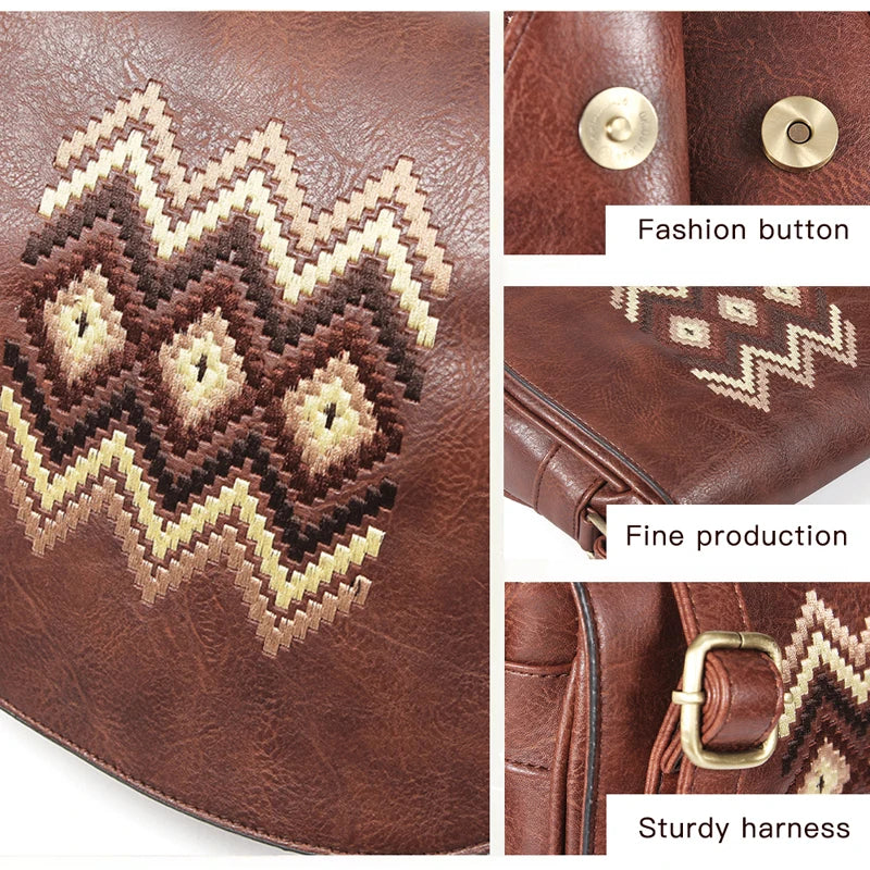 Fashion Shoulder Bag Vintage Women Handbag Purse Embroidery Messenger Bag Quality Small Bag for Girls Crossbody Bag