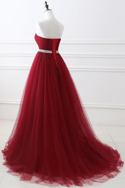 Vestidos de Noite de Tule Azul Royal com Renda, Cristais e Lantejoulas para Festa Formal de Noiva, Sexy, sem Mangas, Vestido de Baile, Branco, Borgonha