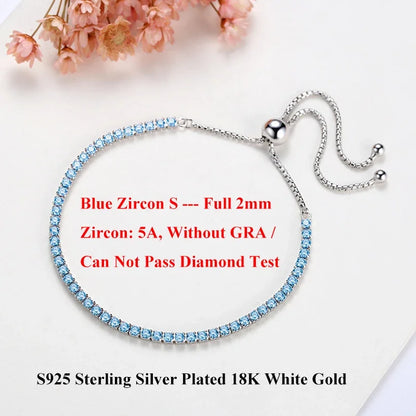 Full 2mm Moissanite Diamond Tennis Bracelet for Woman Man Certified s925 Silver Plated 18K Adjustable Link Chain Bracelets