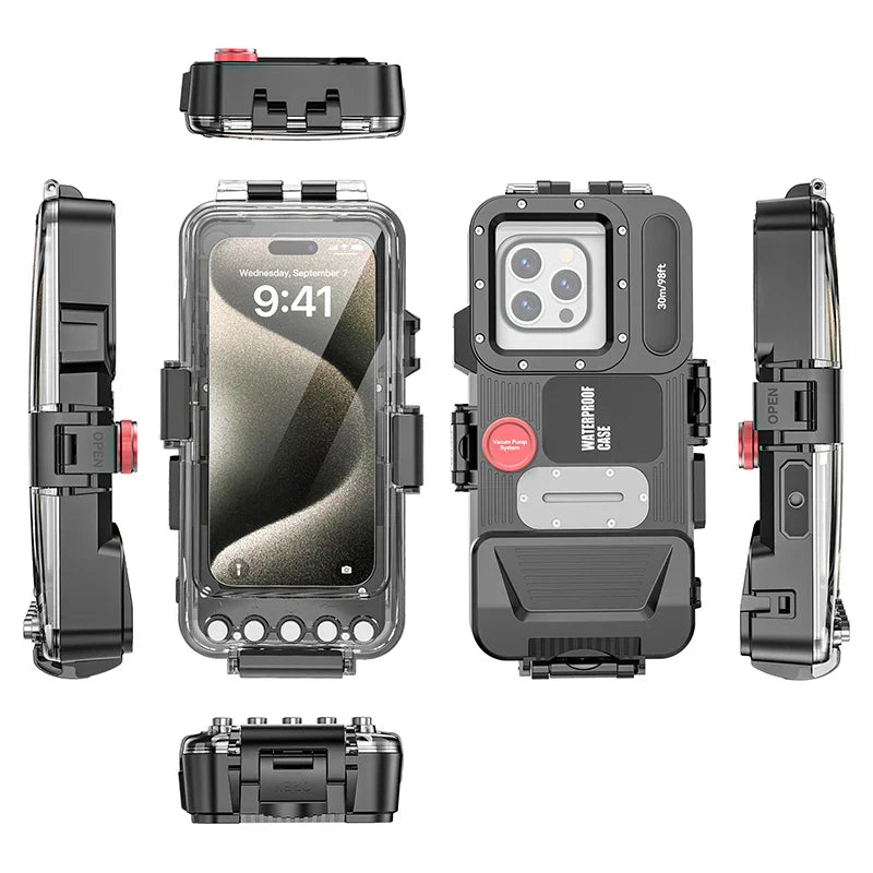 Bluetooth 30 Meter Deep Waterproof Case For iPhone 17 Air 16 15 14 13 12 Pro Max 11 Samsung Galaxy S25 S24 S23 S22 Ultra Note 20