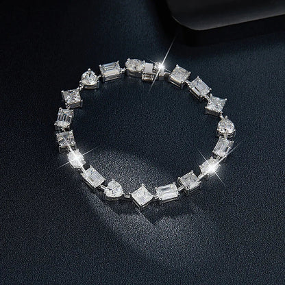 Irregular Full Moissanite Diamonds Bracelets for Women Princess Square Heart Emerald Cut Oval Shape Diamonds 925 Silver Bracelet