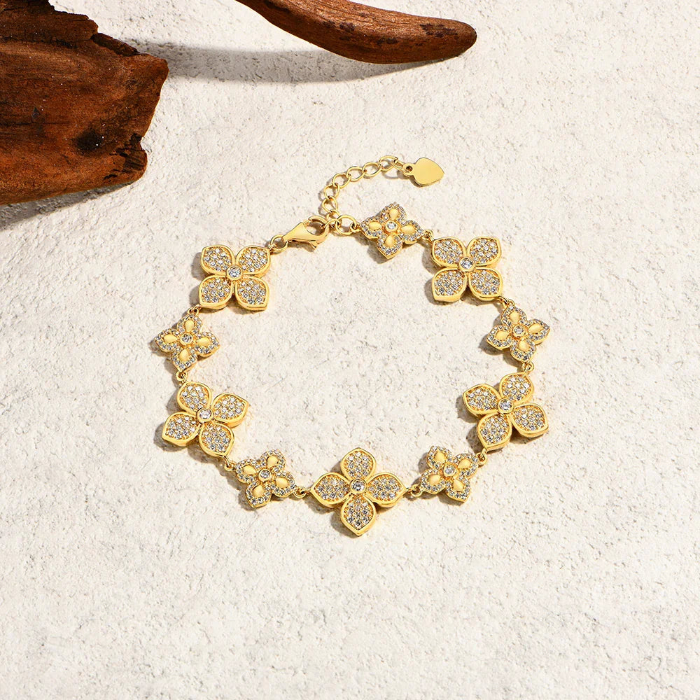 Plants Eternity Moissanite Bracelet for Women 925 Sterling Silver Adjustable Classical Tennis Chain Trendy Fine Jewelry