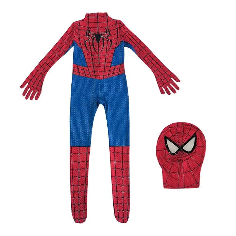 Kids Spider Boy Cosplay Costume Superhero Morales Cosplay Jumpsuit Miles Zentai Jumpsuit Halloween Carnival Party Costume Adult