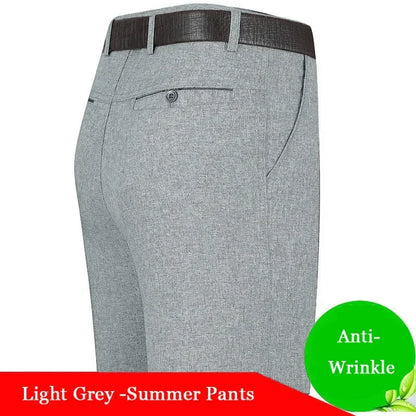 Men's Summer Dress Pants Grey Formal Classic Business Suit Pants Casual Dress Suit Office Work Slim Fit Male Trousers GOZBKF