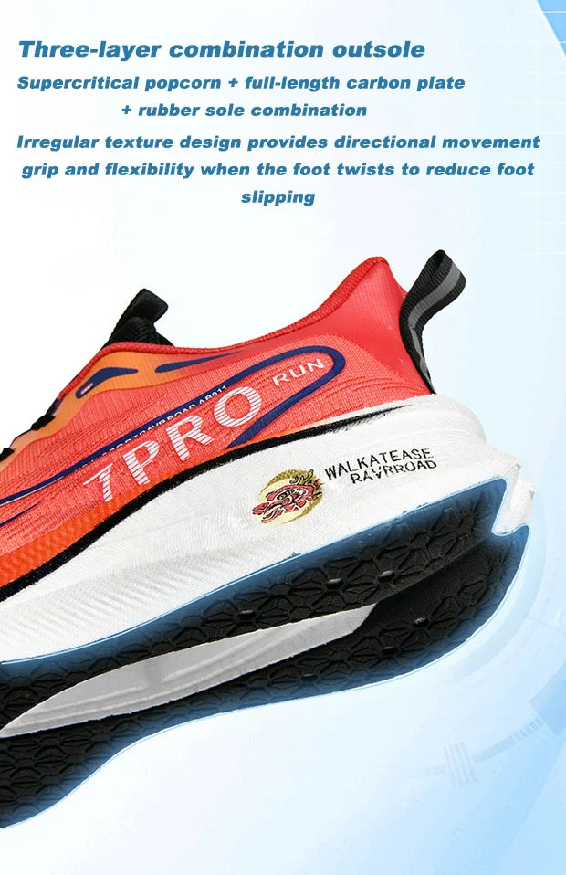 Summer Men's Running Shoes New Professional Carbon Plate Sports Training Shoes Outdoor Non-slip Shock-absorbing Tennis Shoes