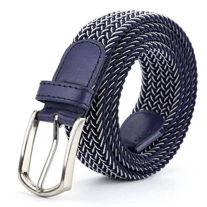 3.3cmX110cmX130cm  2024 High Quality New Men Elastic Braided Belt Casual Women Canvas Korean All match Pin Buckle White Black