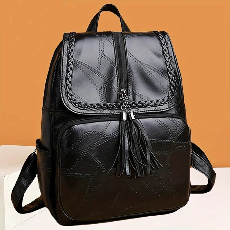 Oxford Cloth Double-Shoulder Bag Nylon Travel Women's Backpack Casual Fashionable Canvas Backpack [Random Zip Direction]