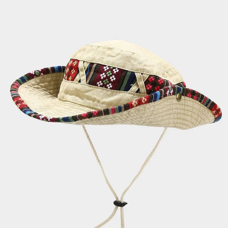 Cotton National Wind Solid Color Bucket Hat Outdoor Travel Sun Cap For Men And Women 15