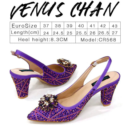 Sandals Fashion Italian Shoe and Bag Set for Party In Women Nigerian Women Wedding Shoes and Bag Set Decorated with Rhinestone