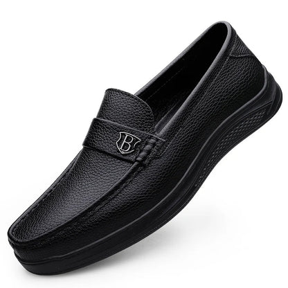 Genuine Leather Casual Shoes Men Handmade Slip on Platform Walking Shoes Outdoor Footwear Driving Loafers Breathable Sneakers