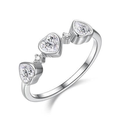 4*4mm Heart Cut Women Moissanite Rings Jewelry Wedding Band for Couples 100% Real Pure 925 Silver Birthday Gift Wholesale
