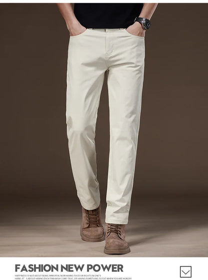 2024 New Autumn Men's Business Casual Trousers Work Pants Male Formal Dress Pants Straight Men's Clothes Black Gray Apricot