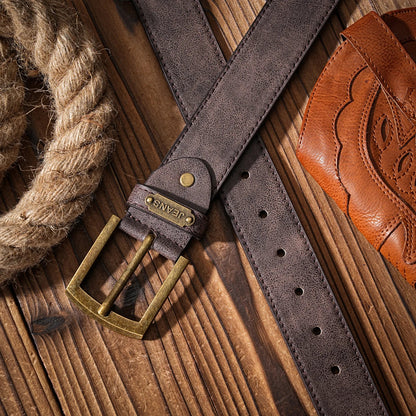 A Western-style PU material belt for both men and women, a casual, retro and classic personalized belt