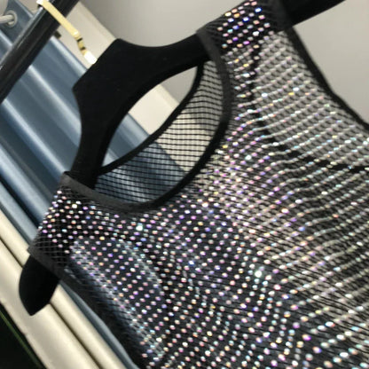 Hot Girl Y2k Small Vest Summer New H Vest with Short Vest and Shiny Women's Round Neck Top