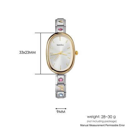 Fashion New Niche Watch Female Style Female Student Ellipse Quartz Watch Stainless Steel Strap Width 9mm Everyday Gifts
